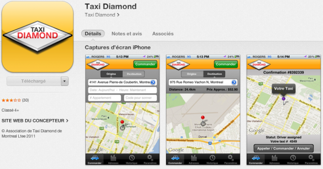 App mobile pour appeler un taxi