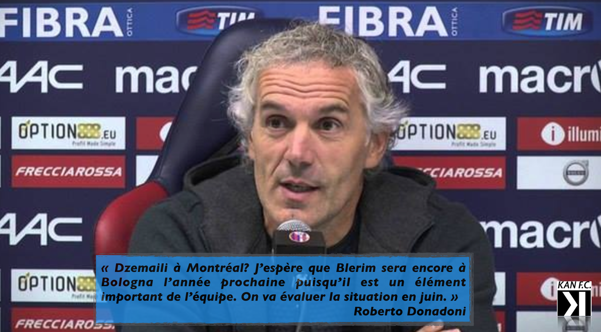 Roberto Donadoni espère revoir Blerim Dzemaili avec Bologna FC en 2017.